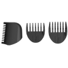 Three black hair styling combs on a transparent background