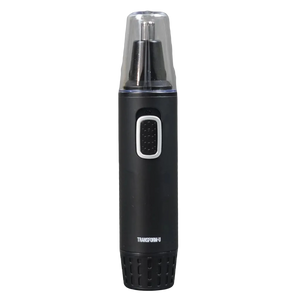 Black nose hair trimmer with visible brand name on a transparent background