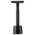 Black safety razor with textured handle on a transparent background