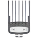 Black hair clipper comb with silver base on a transparent background