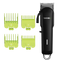 Hair clipper with green comb attachments on a transparent background