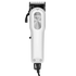 Hair clipper with silver head and white body on a transparent background