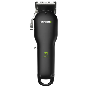 Black hair clipper with 'Transform-U' branding on a transparent background