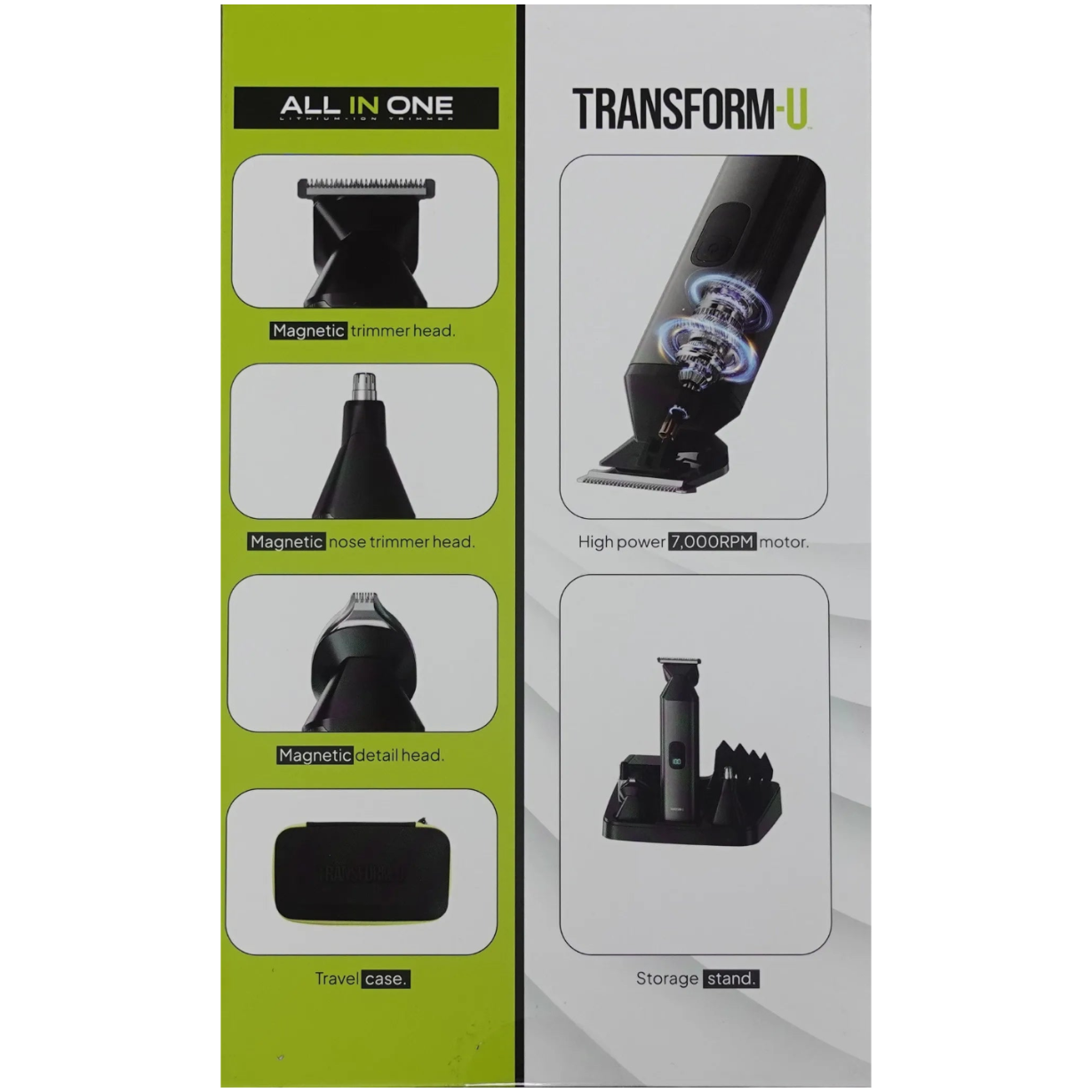 hair trimmer features display on box