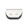 Hair trimmer blade with teeth and black base on a white background