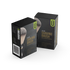 Two black boxes with images of a shaving brush and brand logo on a transparent background