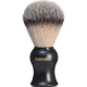Black shaving brush with synthetic hair on a transparent background, branded 'Transform-U'.