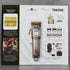 Stainless Steel Barber Hair Clipper features and box on transparent background