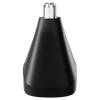 Black and silver nose and ear hair trimmer head on a transparent background