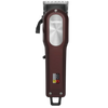 Hair clipper with brown handle and silver blade on a transparent background