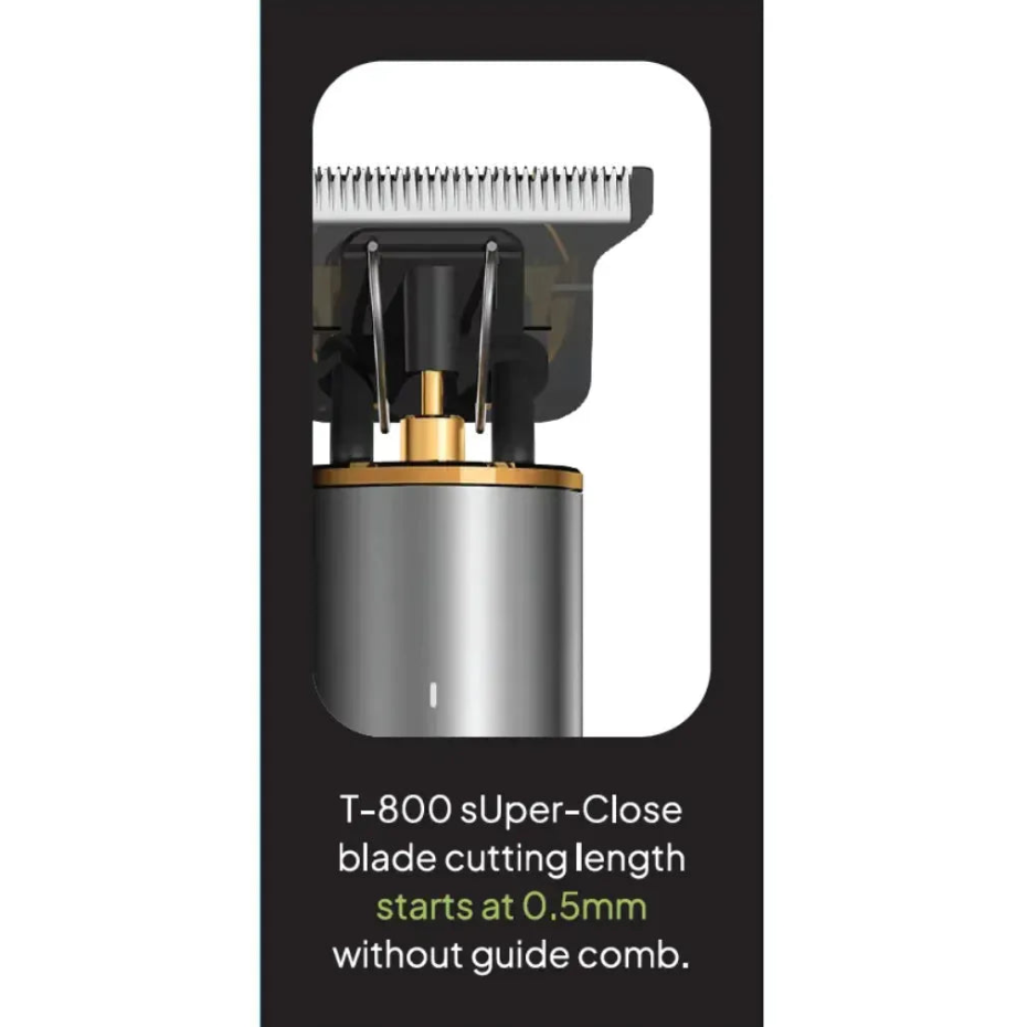 Hair trimmer blade packaging with text on a white background