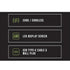 List of features on a black background with green text