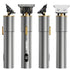 Every side show of silver and gold hair trimmer on a white background