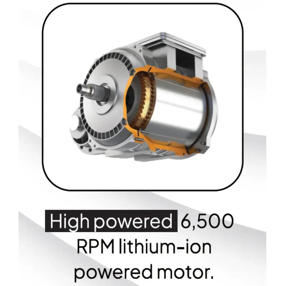 High-powered 6,500 RPM lithium-ion powered hair trimmer motor on a white background