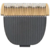 Hair clipper head with gold and black design on a transparent background