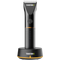 a black hair clipper on a black stand with TRANSFORM-U logo against a transparent background