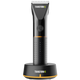 a black hair clipper on a black stand with TRANSFORM-U logo against a transparent background