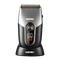 Electric shaver with digital display on a transparent background