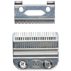 Metal clipper blade with visible brand logo on a transparent background