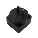 Black plug adapter with USB port on a transparent background